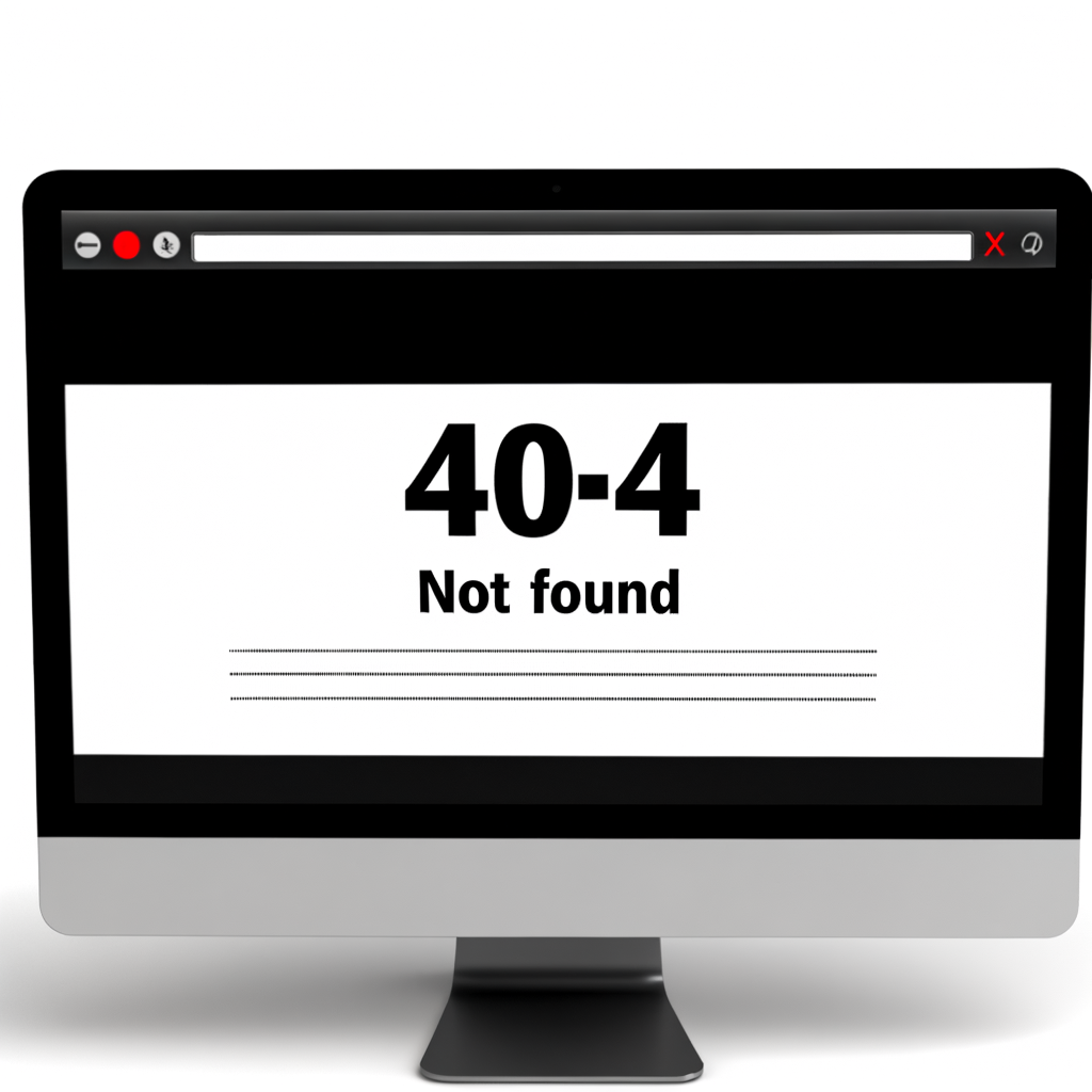 404 Not Found Fehler auf einem Computerbildschirm