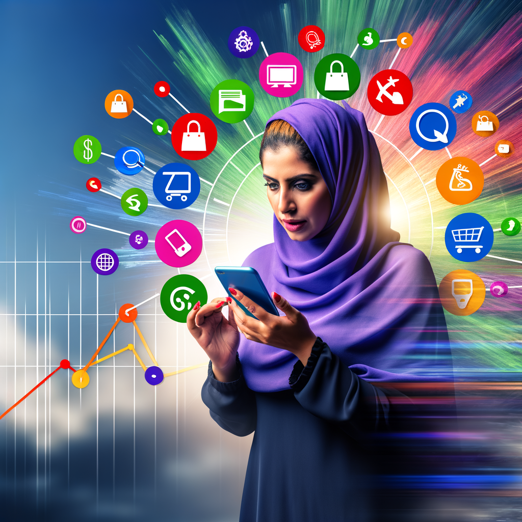 Person mit Smartphone, engagiert mit E-Commerce-Plattformen.